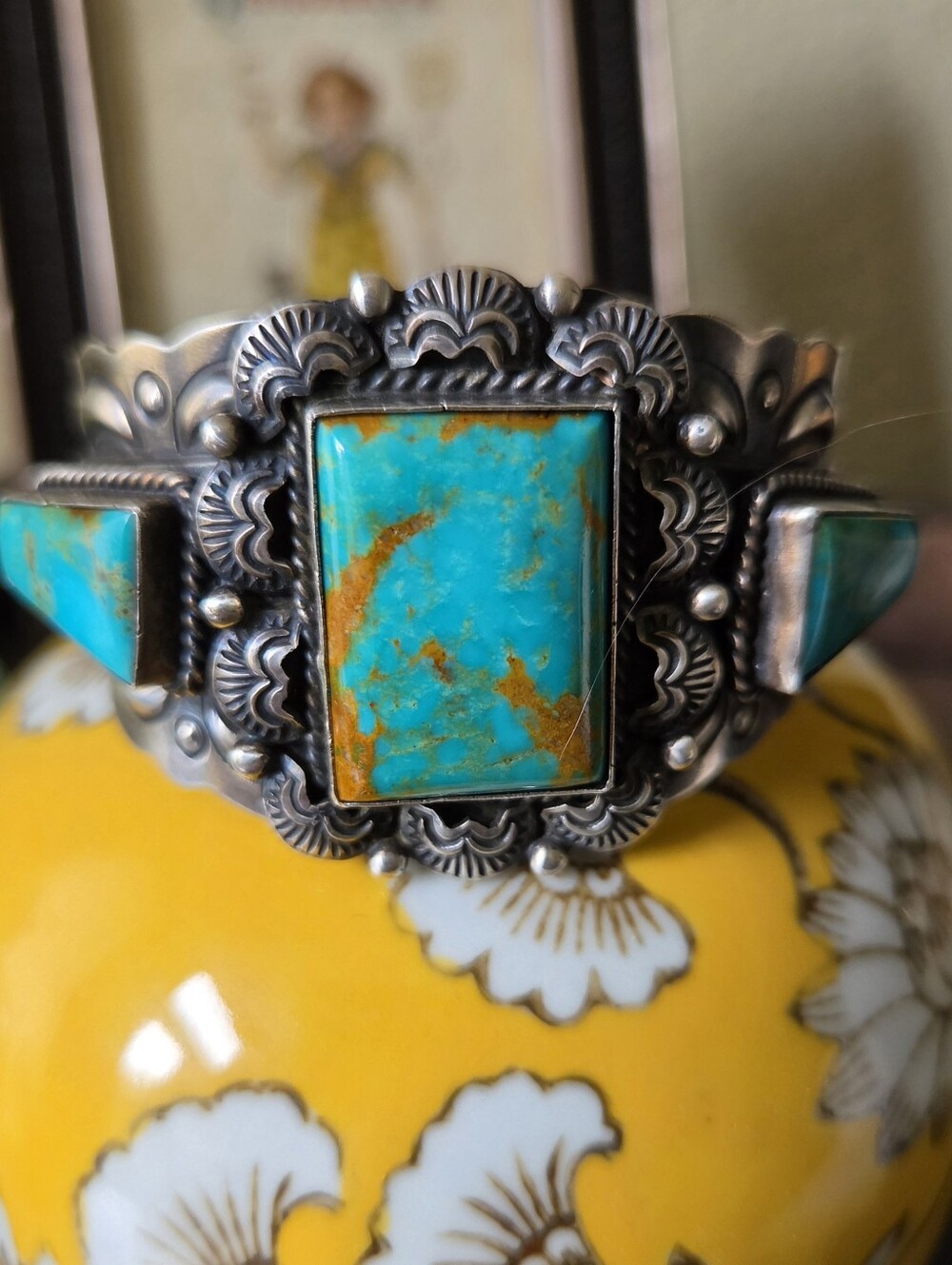 Navajo Royston Turquoise Statement Cuff Bracelet